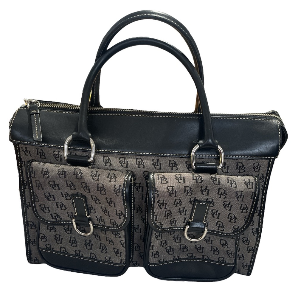 Dooney & Bourke Gray & Black Signature Logo
Double Pocket Tote 13”x10”
